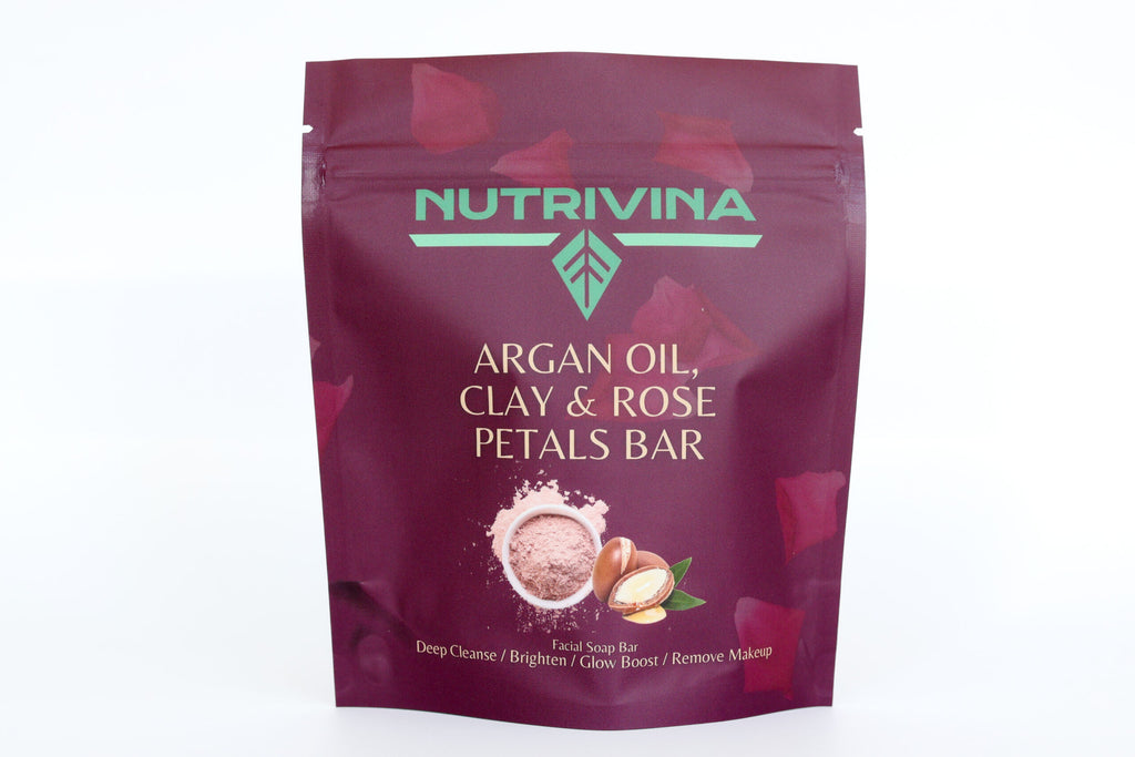 Argan Oil, Clay & Rose Petals Facial Bar Soap - Luxury Makeup Remover for Women image 1
