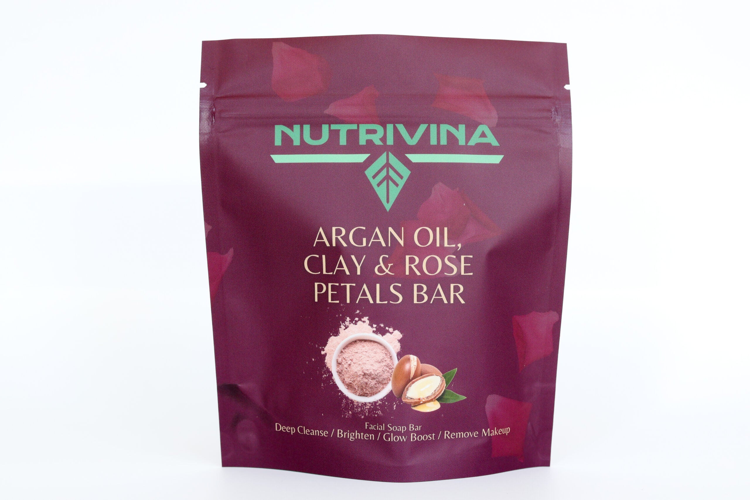 Argan Oil, Clay & Rose Petals Facial Bar Soap - Luxury Makeup Remover for Women image 1