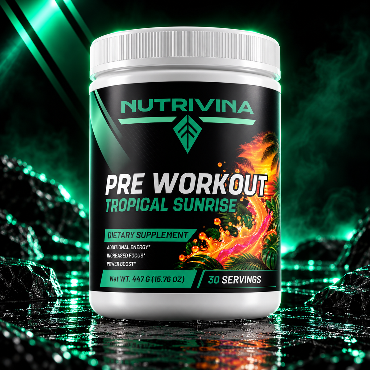 Nutrivina Pre-Workout Tropical Sunrise | 15.76 oz | 30 Servings