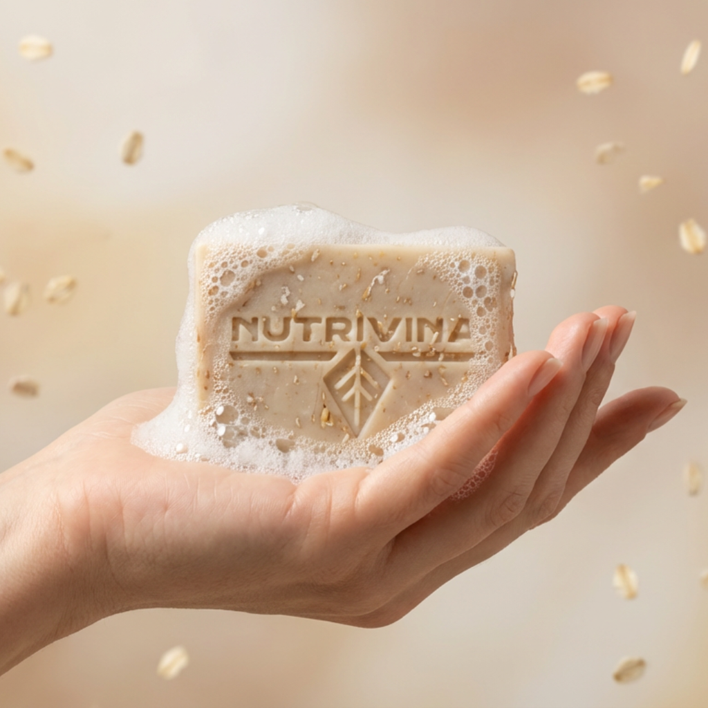Jabón en barra de avena pura para rostro y cuerpo - Fórmula hidratante suave