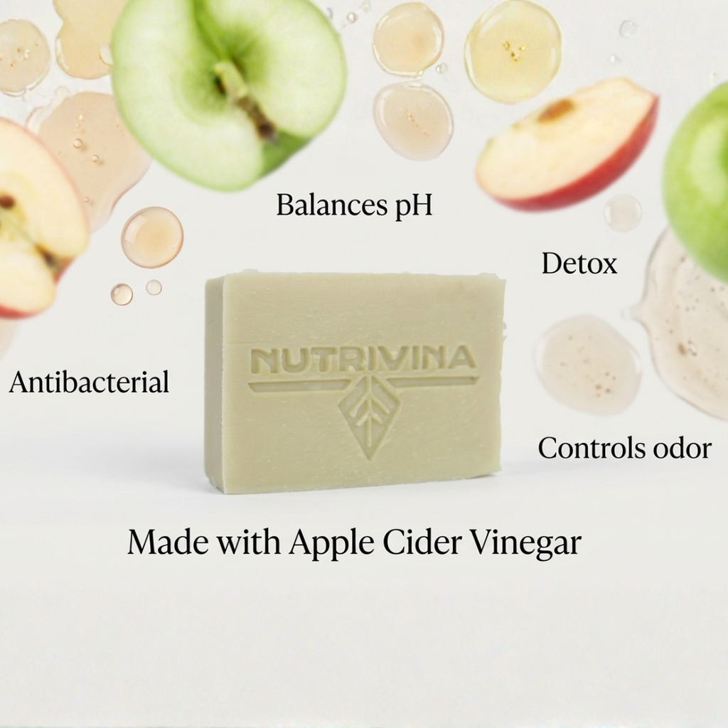 Jabón corporal en barra de vinagre de manzana: desintoxicante y equilibrador del pH