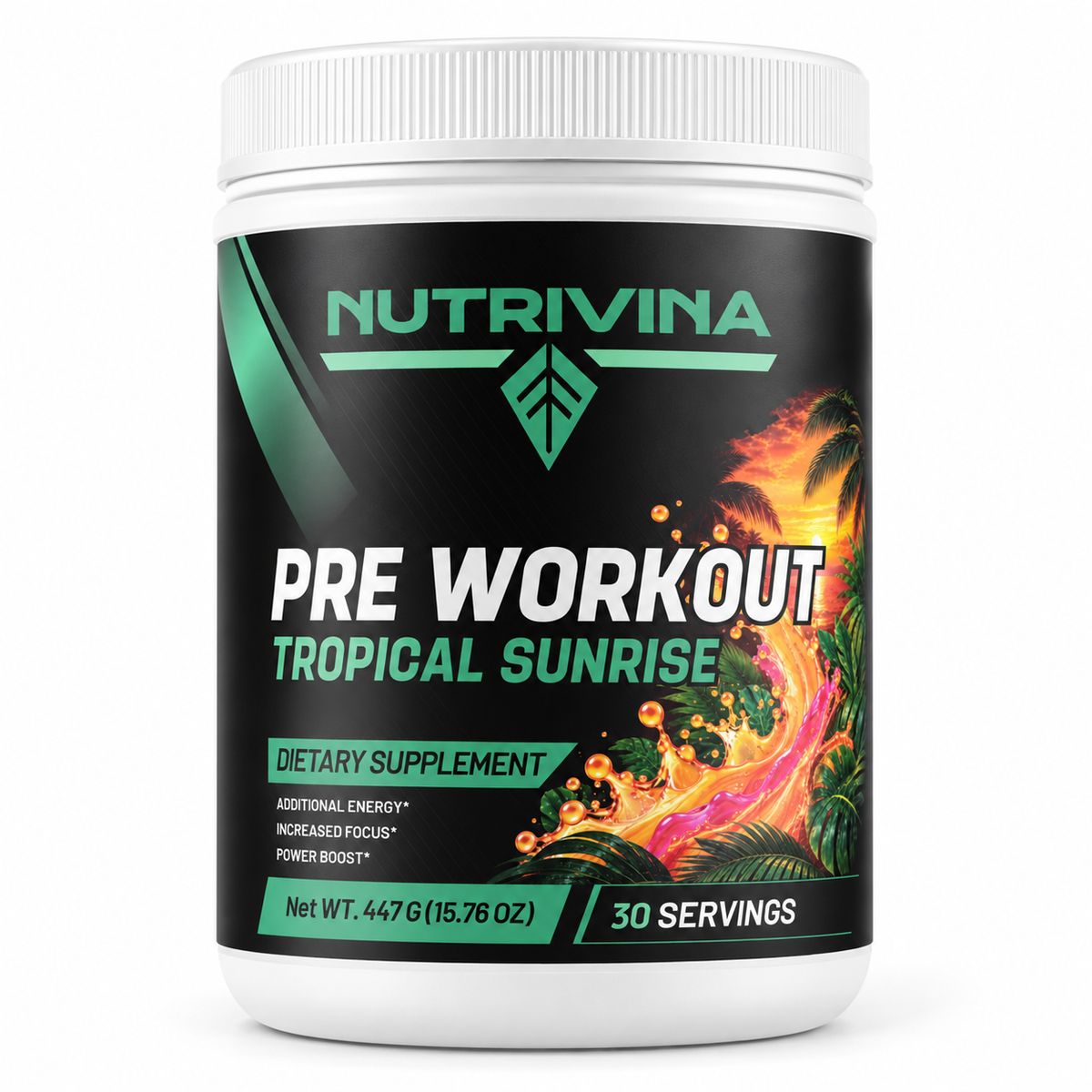 Nutrivina Pre-Workout Tropical Sunrise | 15.76 oz | 30 Servings